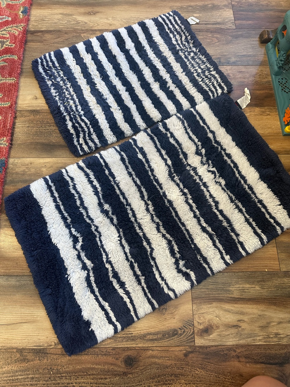 Tommy Hilfiger Navy and White Striped Bath Mats (Set of 2)